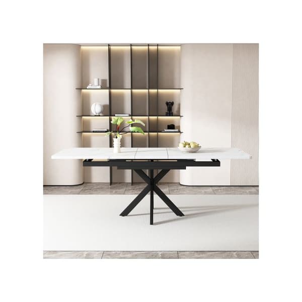 Utökningsbar matbord, sidobord, L 150/180 x B 70 x H 76 cm, svart och vit