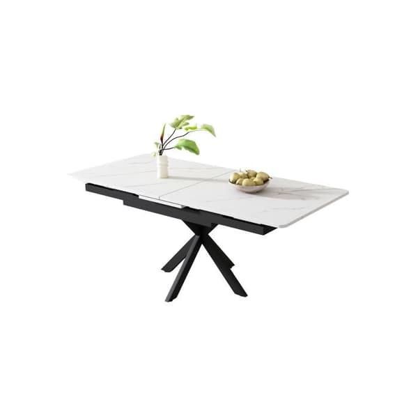 Utökningsbar matbord, sidobord, L 150/180 x B 70 x H 76 cm, svart och vit