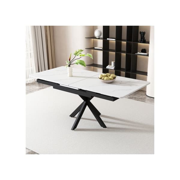 Utökningsbar matbord, sidobord, L 150/180 x B 70 x H 76 cm, svart och vit