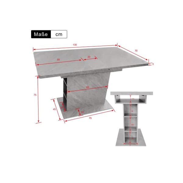 Utställningsbart matbord, multifunktionellt kompaktt bord, betongutseende