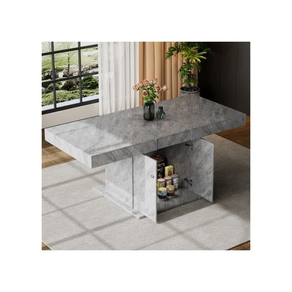 Utvidbart matbord, L140/180*B80*H76cm, matbord med förvaringsutrymme, betongutseende
