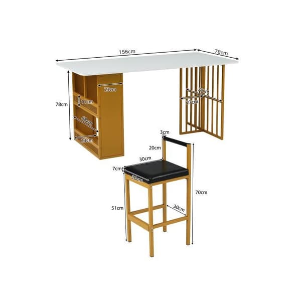 Möbel och stolar för matsal, Modern matsalsbord, Färg vit och guld