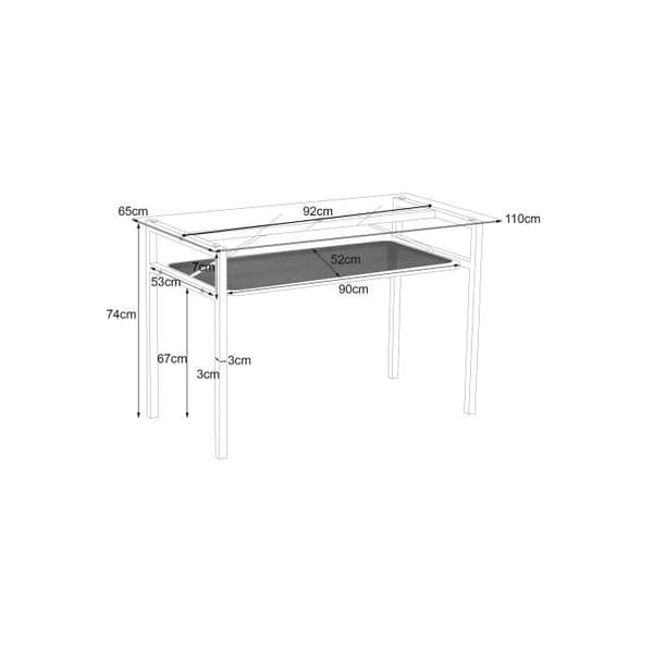 Matsalsbord med förvaringsmöbel, 110*65*74, topp i härdat glas, rottingdesign, beige