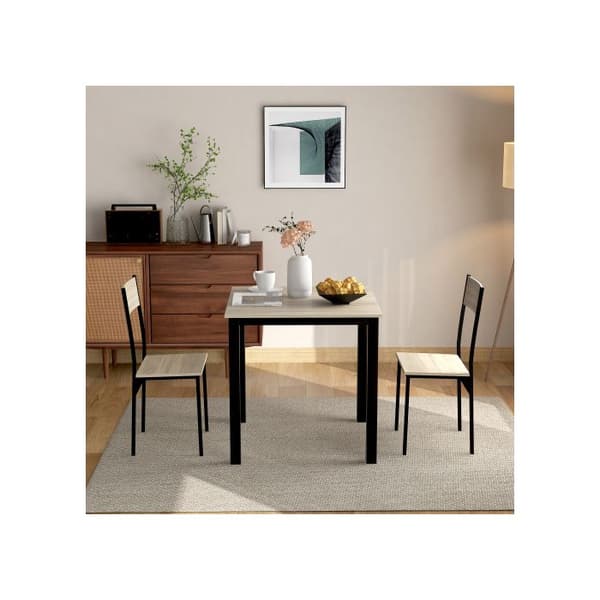 Sittgrupp, matbord och två stolar, naturlig färg