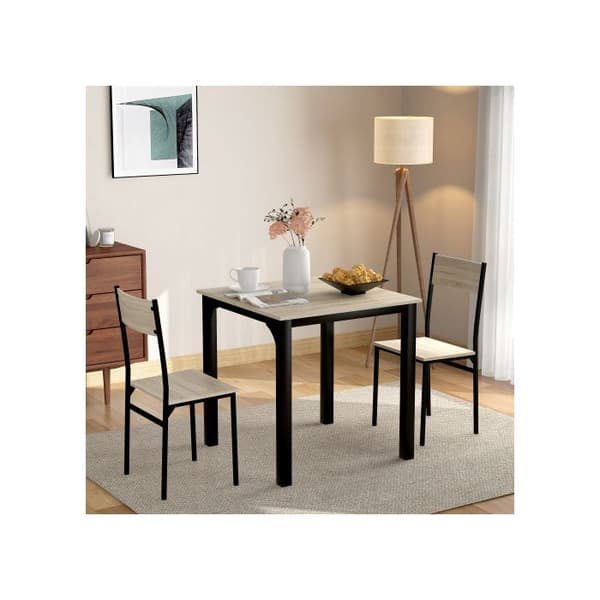 Sittgrupp, matbord och två stolar, naturlig färg