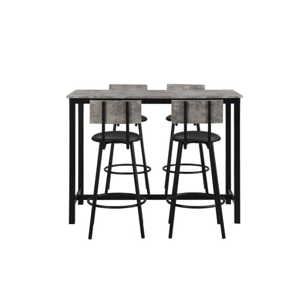 Ensemble bord och stol, Ensemble bord och barstol, 1 bord och 4 stolar, grå + svart