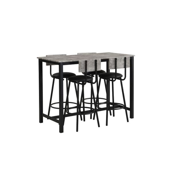 Ensemble bord och stol, Ensemble bord och barstol, 1 bord och 4 stolar, grå + svart