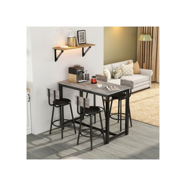 Ensemble bord och stol, Ensemble bord och barstol, 1 bord och 4 stolar, grå + svart