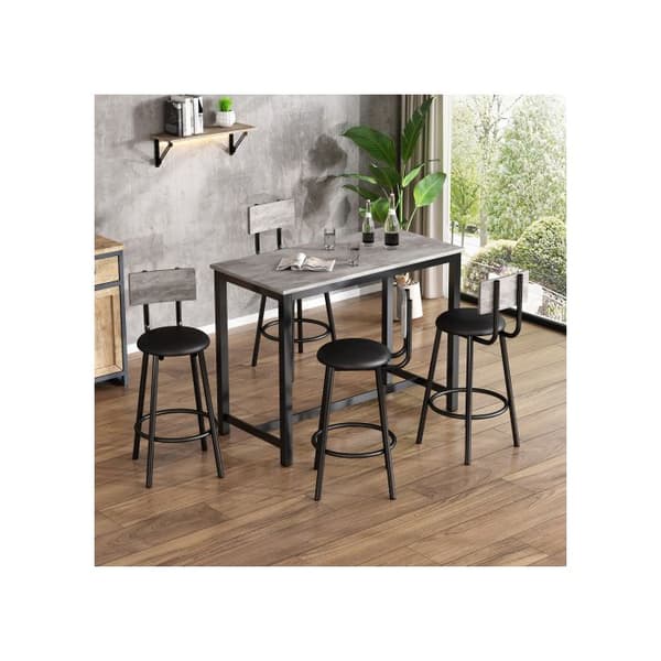 Ensemble bord och stol, Ensemble bord och barstol, 1 bord och 4 stolar, grå + svart