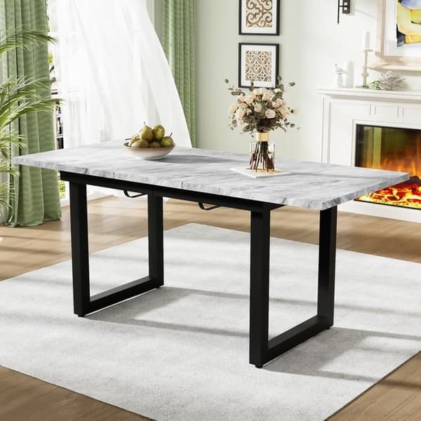 Utgående matbord, multifunktionellt kompakt matbord, betong + svart finish