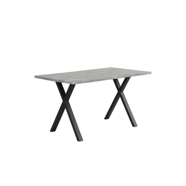 Matbord, korsade ben L140*B80*H76cm, betong + svart utsida