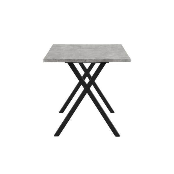 Matbord, korsade ben L140*B80*H76cm, betong + svart utsida