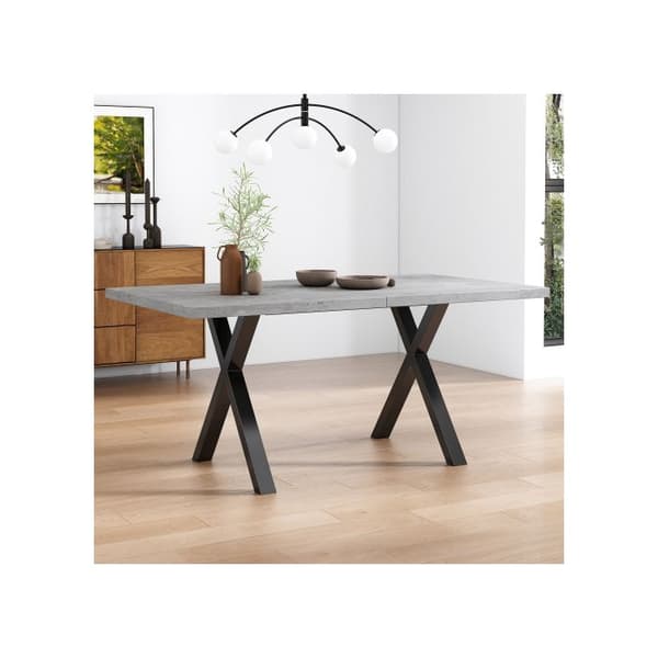 Matbord, korsade ben L140*B80*H76cm, betong + svart utsida