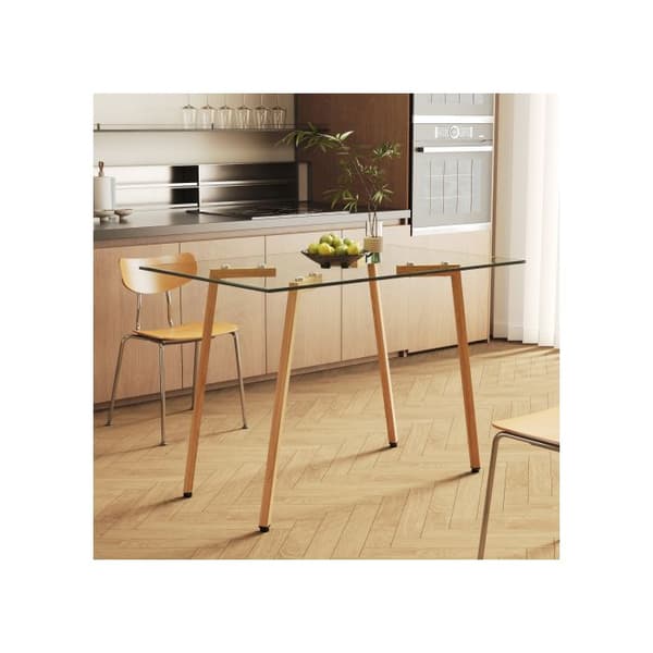 Modern rektangulär glasbord, härdat glas med en tjocklek på 0,8 cm, robust, för 4-6 personer, 110 x 70 x 75 cm