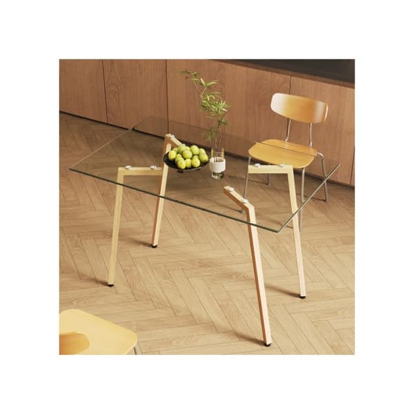 Modern rektangulär glasbord, härdat glas med en tjocklek på 0,8 cm, robust, för 4-6 personer, 110 x 70 x 75 cm