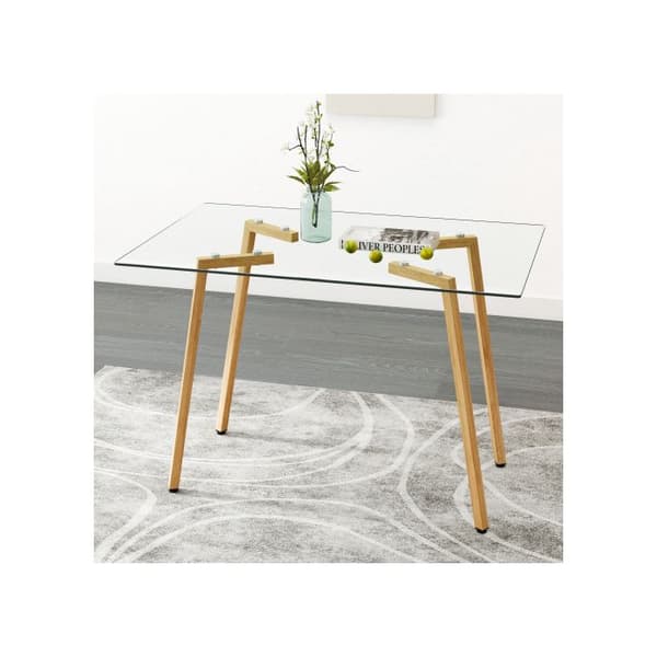 Modern rektangulär glasbord, härdat glas med en tjocklek på 0,8 cm, robust, för 4-6 personer, 110 x 70 x 75 cm