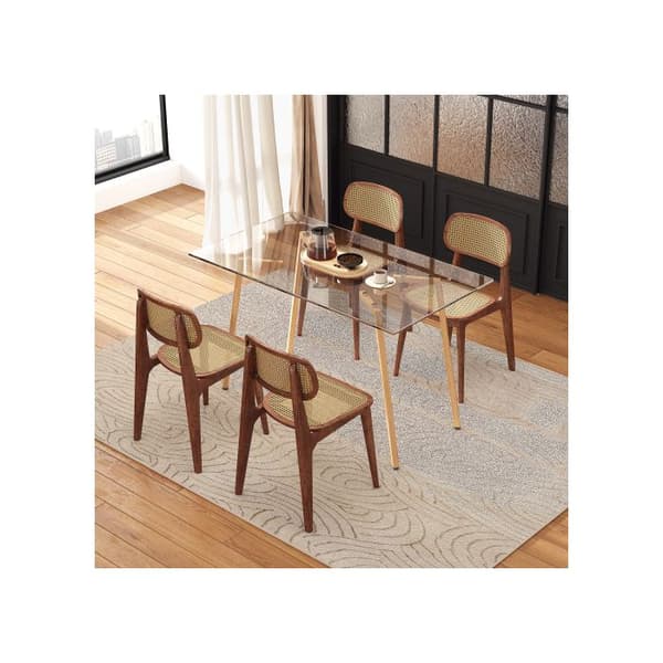 Modern rektangulär glasbord, härdat glas med en tjocklek på 0,8 cm, robust, för 4-6 personer, 110 x 70 x 75 cm