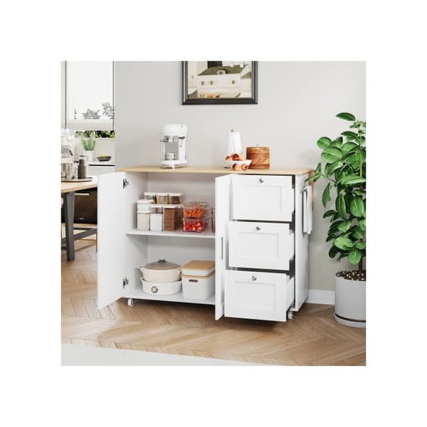 L 135*L 44(70)*H 90 cm Stor mobil köksbord, ekskiva, vikbart design