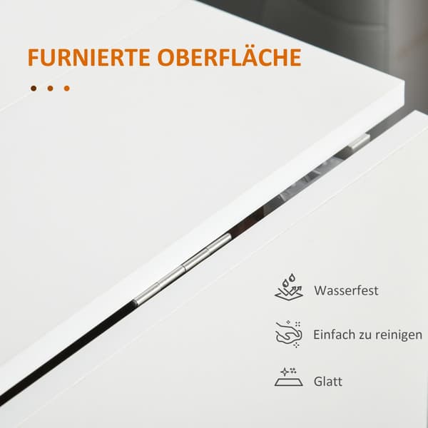 Foldbord, 120x80x73 cm / 80x67.5x73 cm, Hvid og Teak