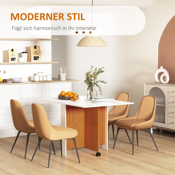 Foldbord, 120x80x73 cm / 80x67.5x73 cm, Hvid og Teak
