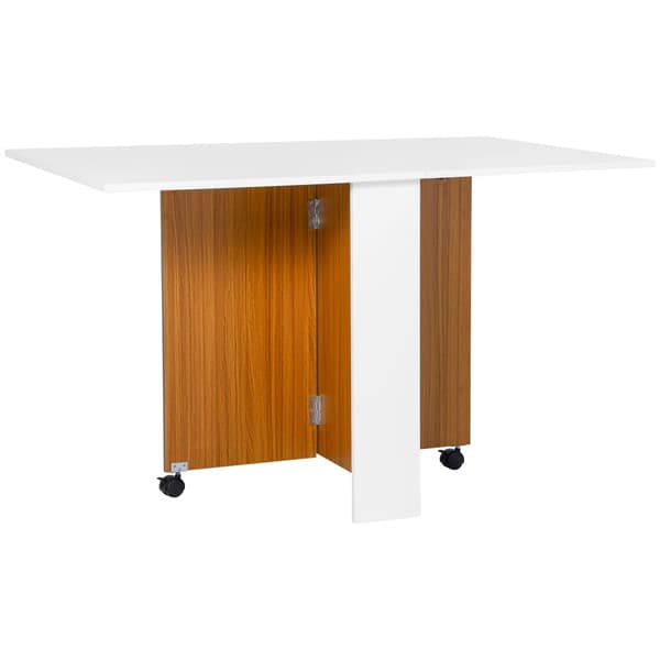 Foldbord, 120x80x73 cm / 80x67.5x73 cm, Hvid og Teak