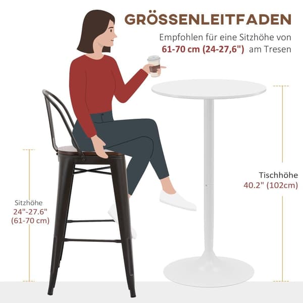 Barbord, Ø60x102H cm, Hvid