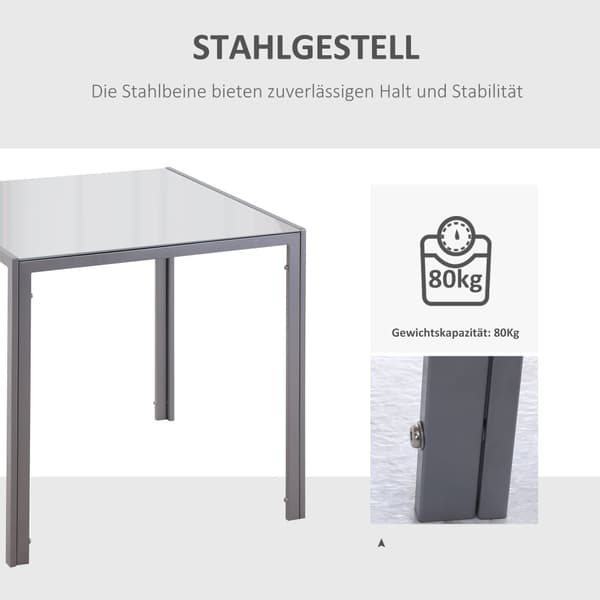 Matbord, 75x75x75 cm, Grå