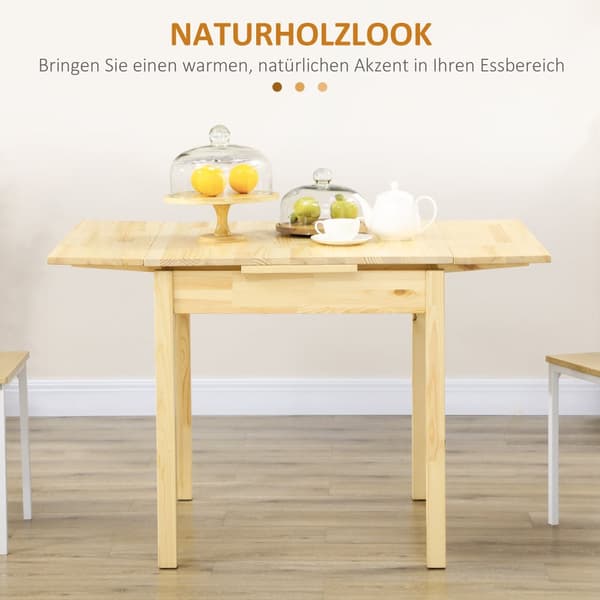 Utvidgbar Vikbord, 120x80x75 cm, Natur