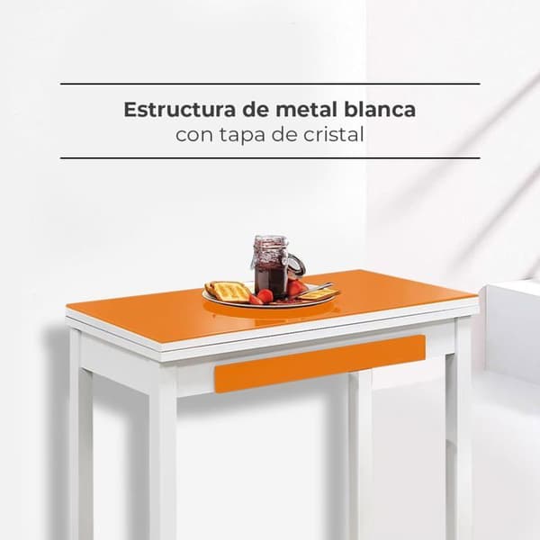 Köksbord med eller utan stol Astimesa - 1 - MLBNA Köksbord, Metall Glas Trä, Orange, 80x40cm