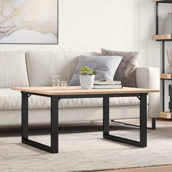 Soffbord O-ram 80x80x45 cm massiv furu och stål