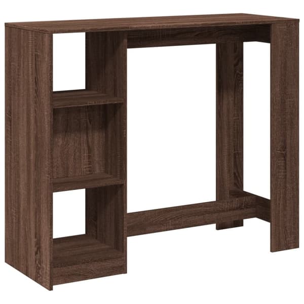 Barbord med hylla brun ek 124x46x103,5 cm konstruerat trä
