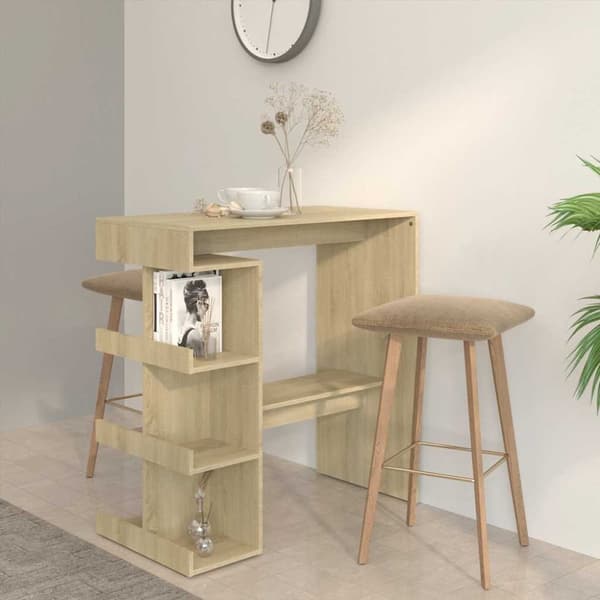 Barbord med hyllor sonoma-ek 100x50x101,5 cm konstruerat trä