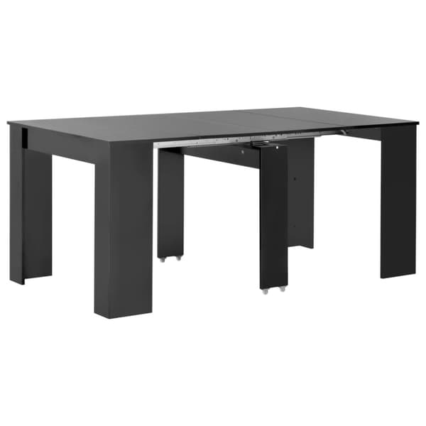 Utdragbart matbord svart högglans 175x90x75 cm