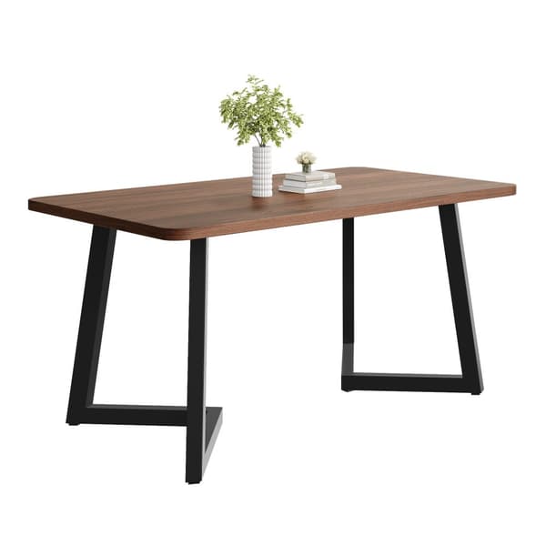Matbord 117×68 cm – Rektangulärt Köksbord med Metallben och Trälook, Svart/Valnöt, För Matsal eller Vardagsrum