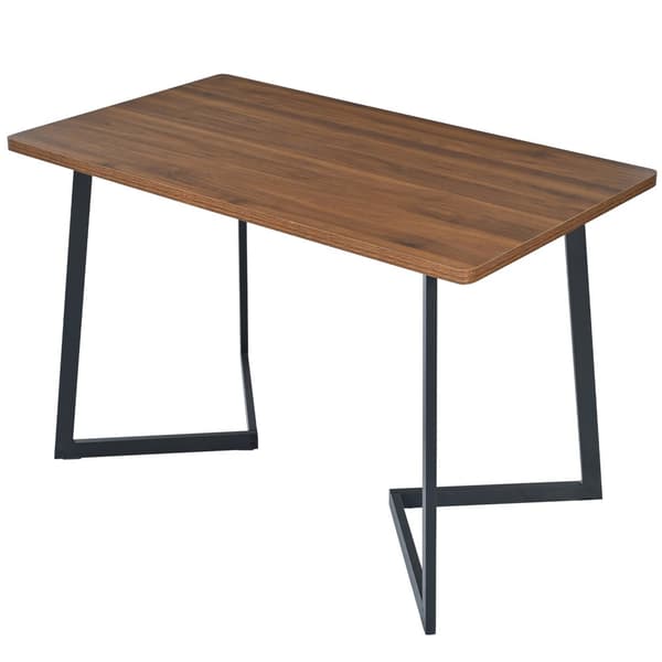 Matbord 117×68 cm – Rektangulärt Köksbord med Metallben och Trälook, Svart/Valnöt, För Matsal eller Vardagsrum
