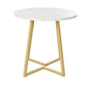 Miniatyrbillede 4 af 11: Rundt spisebord med marmormønster – Moderne køkkenbord med unik metalfod, hvid/guld