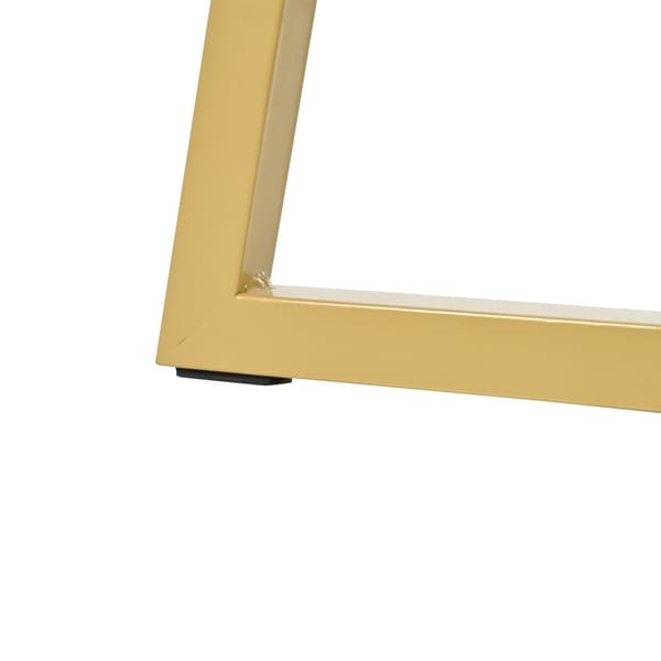 Rundt spisebord med marmormønster – Moderne køkkenbord med unik metalfod, hvid/guld