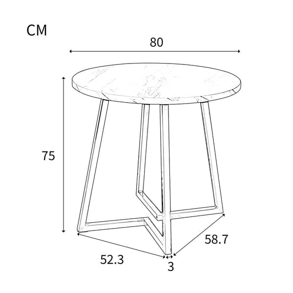 Rundt spisebord med marmormønster – Moderne køkkenbord med unik metalfod, hvid/guld