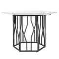 Miniatyrbillede 4 af 9: Moderne sekskantet marmor spisebord med sort metalbund, stilfuldt design, til spisestue og stue