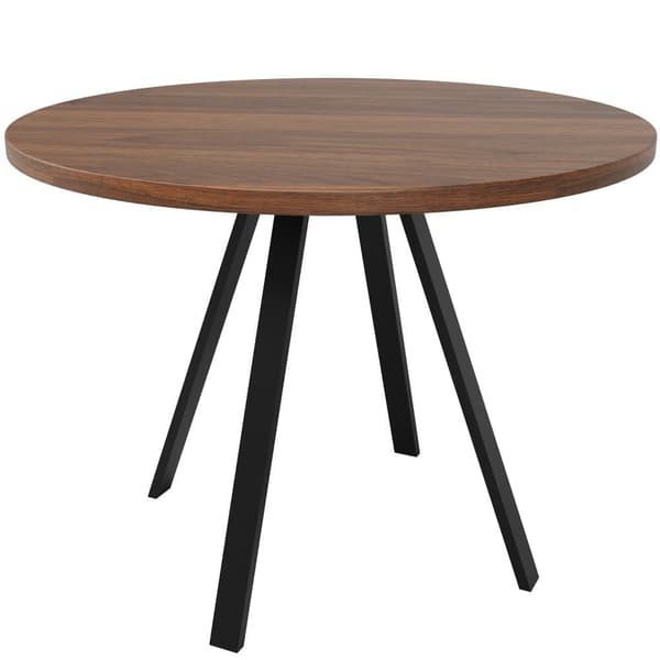 Runt matbord (80×80×75 cm) för 4 personer – köksbord med metallben, valnötsfärgad bordsskiva