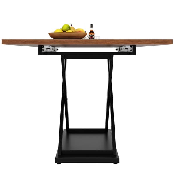 Utdragbart matbord 120–160×80 cm i valnötsfärg – platsbesparande köksbord med svarta kryssben i metall, för kök och vardagsrum