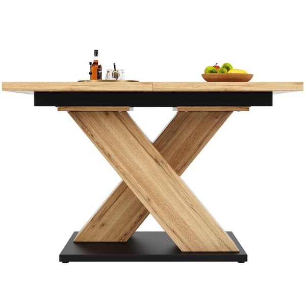 Utdragbart matbord 119–158,5×80 cm i träfärg – teleskopiskt köksbord med kryssben, platsbesparande bord för kök och vardagsrum
