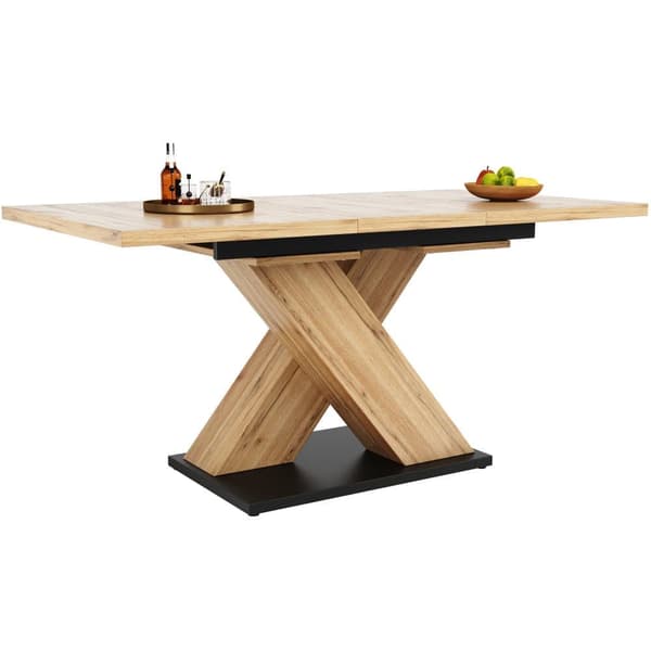 Utdragbart matbord 119–158,5×80 cm i träfärg – teleskopiskt köksbord med kryssben, platsbesparande bord för kök och vardagsrum