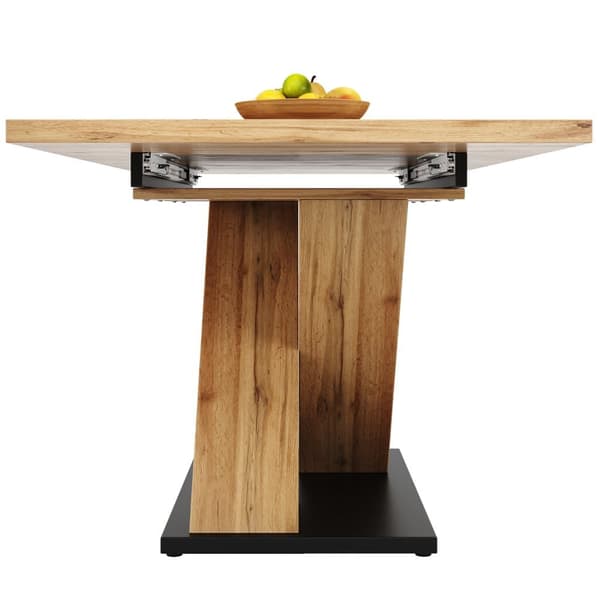 Utdragbart matbord 119–158,5×80 cm i träfärg – teleskopiskt köksbord med kryssben, platsbesparande bord för kök och vardagsrum