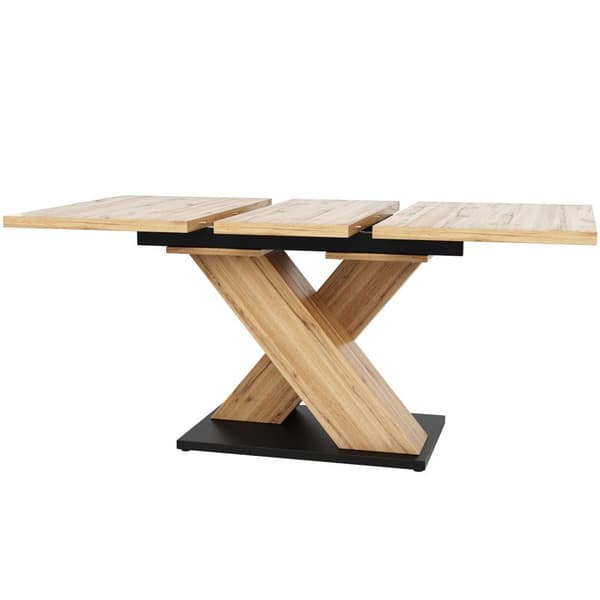 Utdragbart matbord 119–158,5×80 cm i träfärg – teleskopiskt köksbord med kryssben, platsbesparande bord för kök och vardagsrum