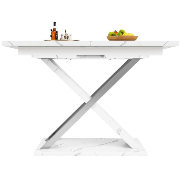 Udtrækkeligt spisebord 118–157×75 cm – udtrækkeligt køkken/alrumsbord med forlængerplade og tværben