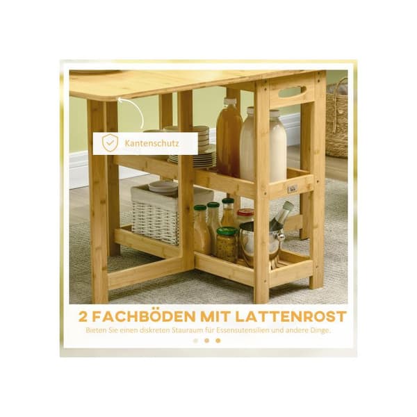 Matbord, köksbord med förvaringsutrymme, justerbara ben, 149,5 x 80 x 73,5 cm