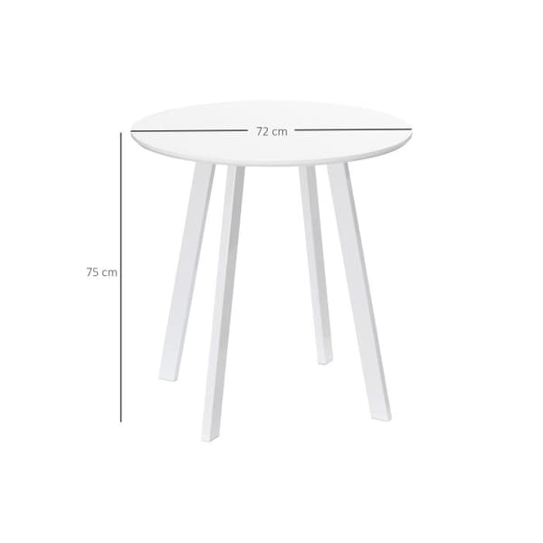 HOMCOM Kökbord Rundt bord, lutande ben, vit, 72x72x75 cm