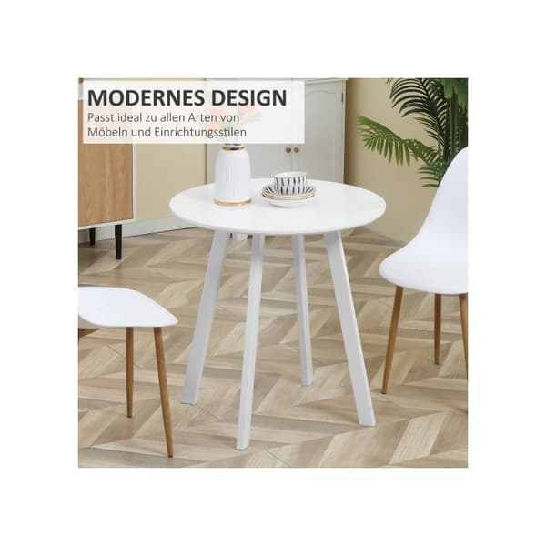 HOMCOM Kökbord Rundt bord, lutande ben, vit, 72x72x75 cm