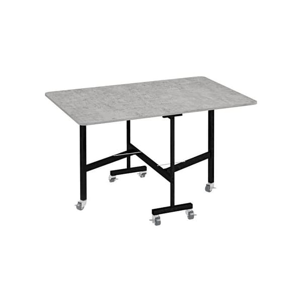 HOMCOM Hopfällbart matbord med hjul för 4-6 personer, stålben, utdragbart 52,5-120 x 80 x 73 cm